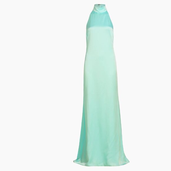 LAPOINTE Satin Halter Gown in Seafoam - Picture 6 of 7